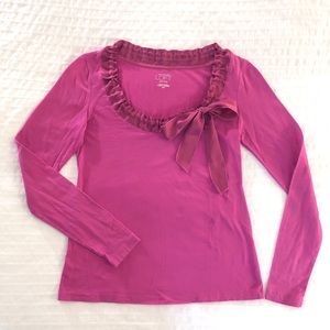Ann Taylor LOFT 🎀 scoop neck bow long sleeve T